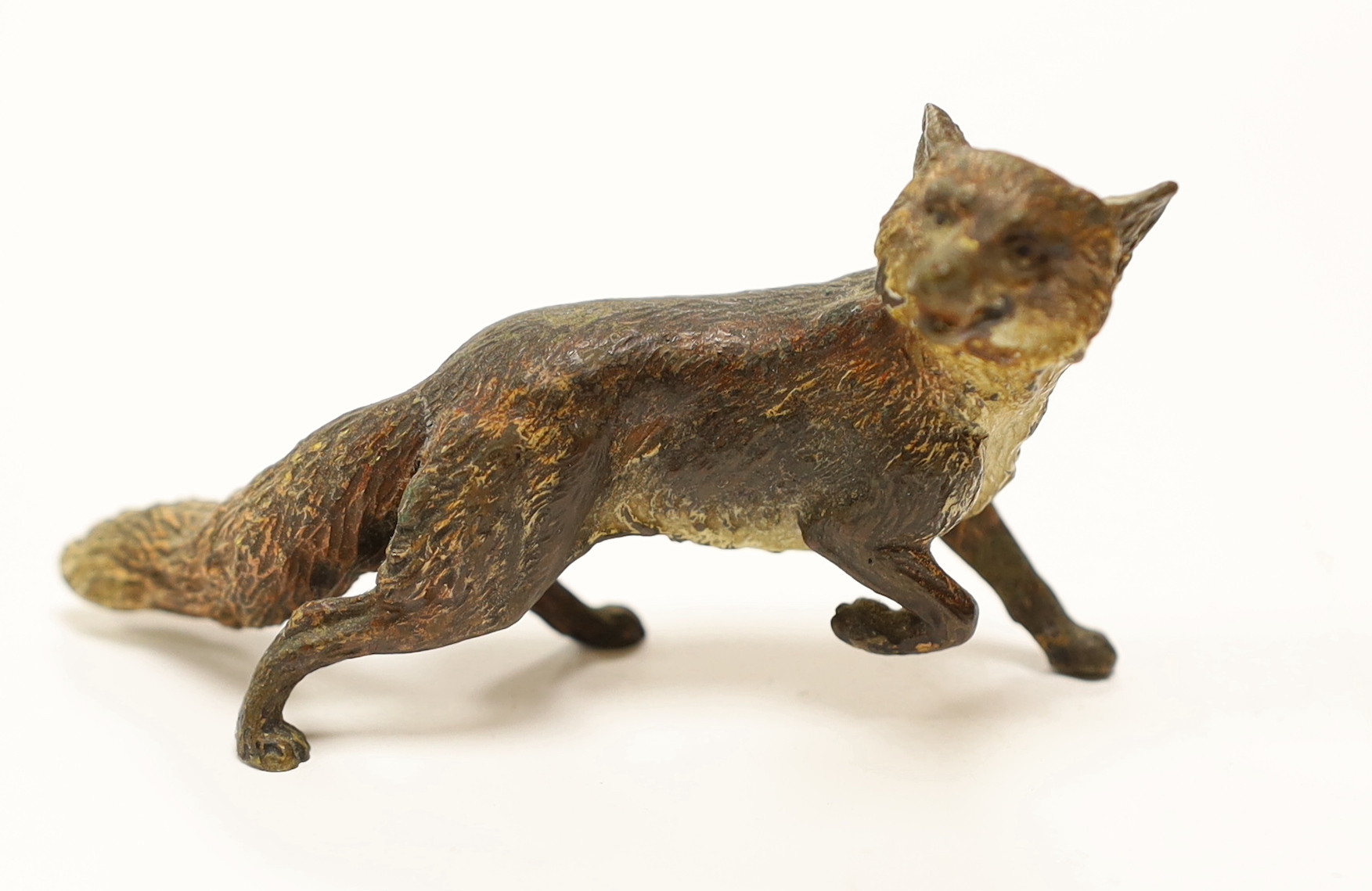 An Austrian cold painted bronze model of a Fox, 10cm wide